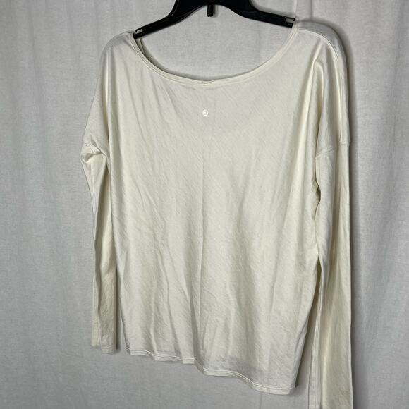 Lululemon Boat Neck Cream Color Oversize Loose Fit Long Sleeve T Shirt Medium - Picture 3 of 6